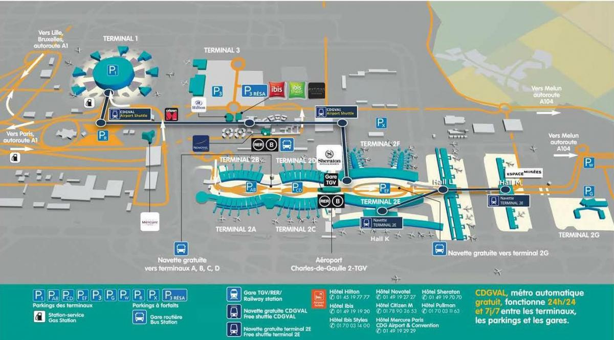Kart over CDG airport