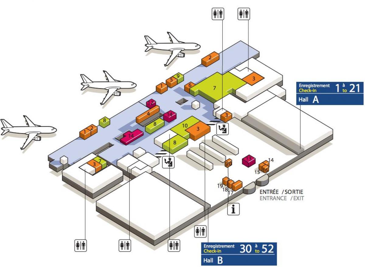 Kart over CDG airport terminal 3