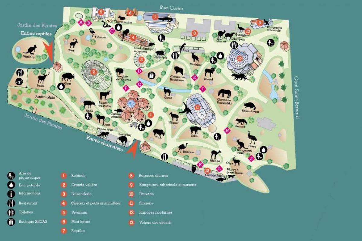 Kart over Ménagerie du Jardin des Plantes
