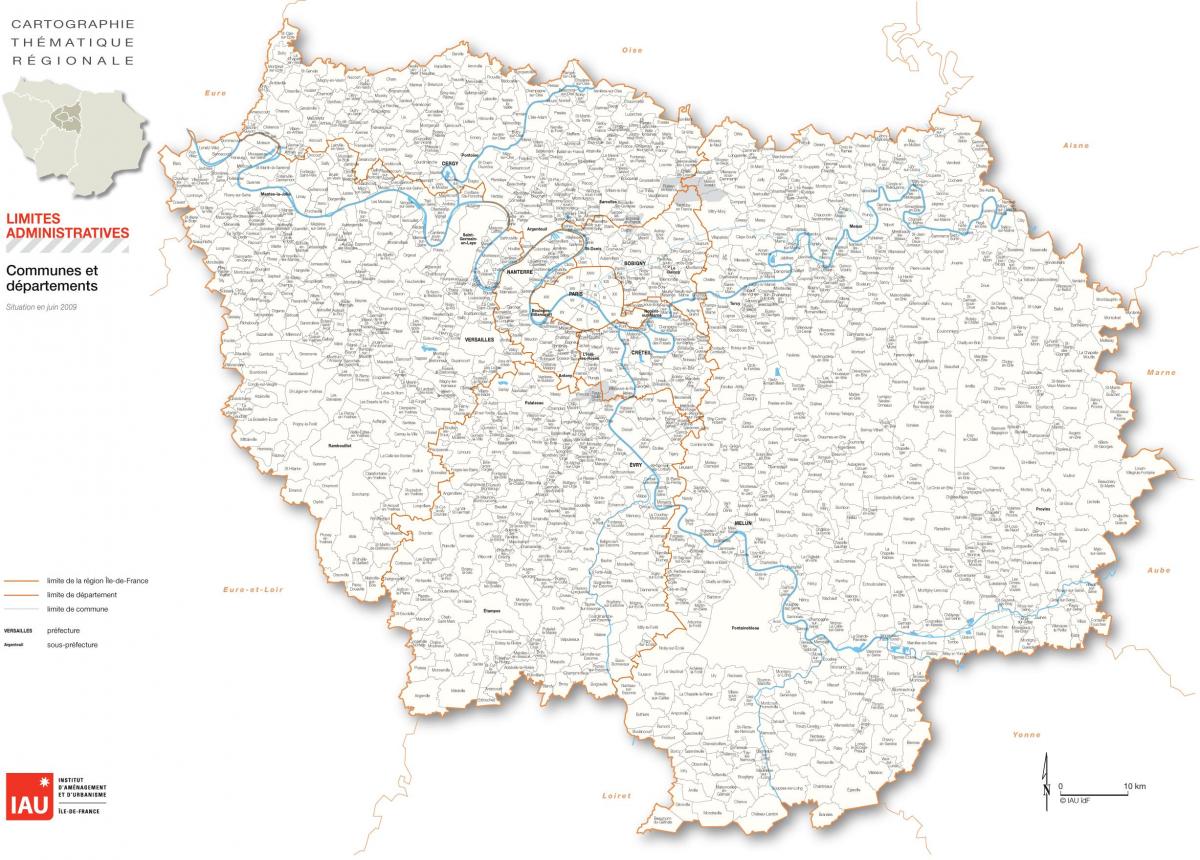 Kart over Ile-de-France