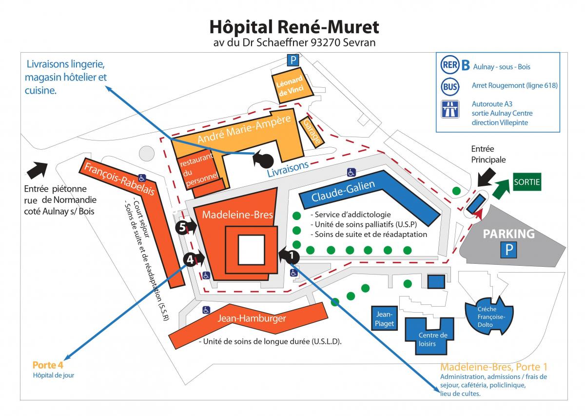 Kart av René-Muret sykehus