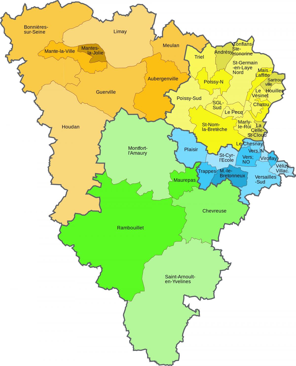 Kart av Yvelines