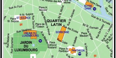 Kart av latinerkvarteret i Paris