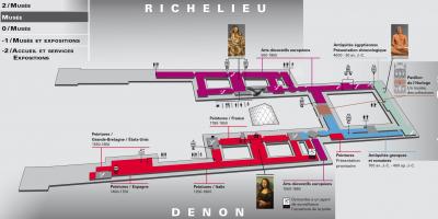 Kart over Louvre-Museet Nivå 1