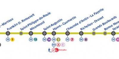 Kart over Paris metro linje 9