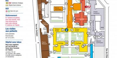 Kart over Saint-Antoine sykehus