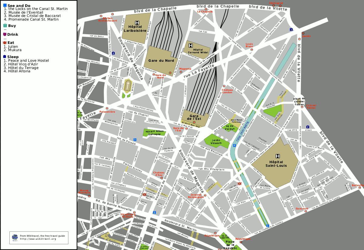 Kart av 10. arrondissement i Paris