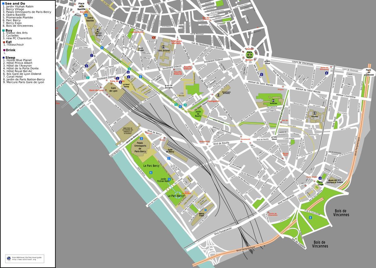 Kart av 12. arrondissement i Paris