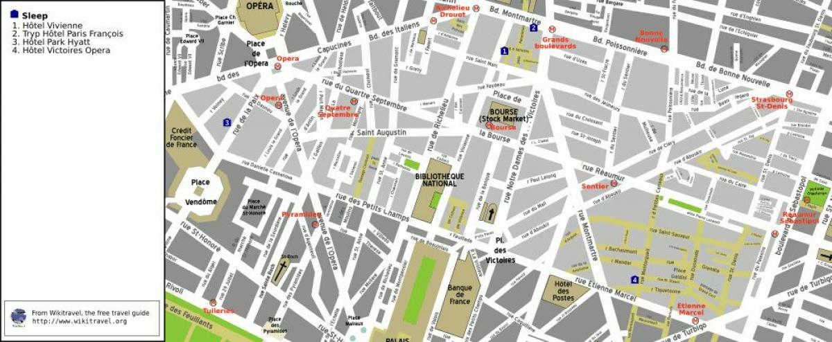 Kart av 2. arrondissement i Paris
