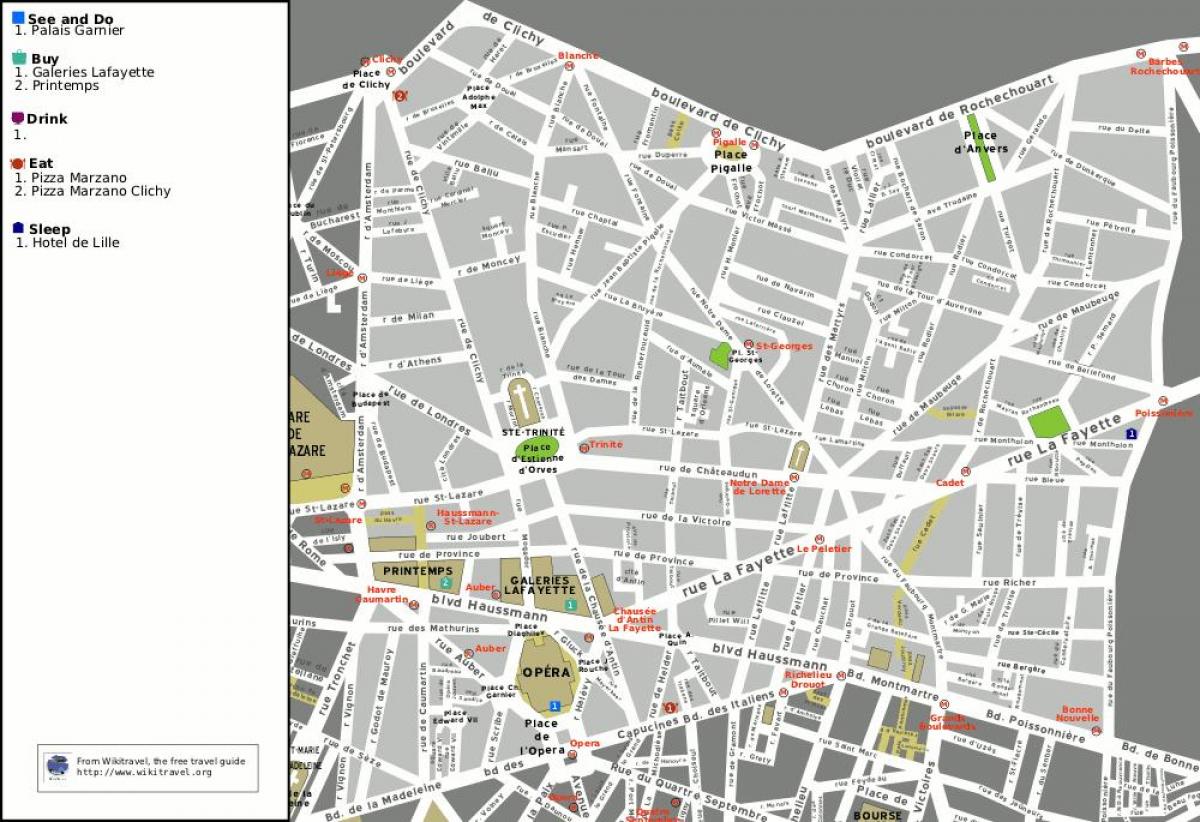 Kart av 9. arrondissement i Paris