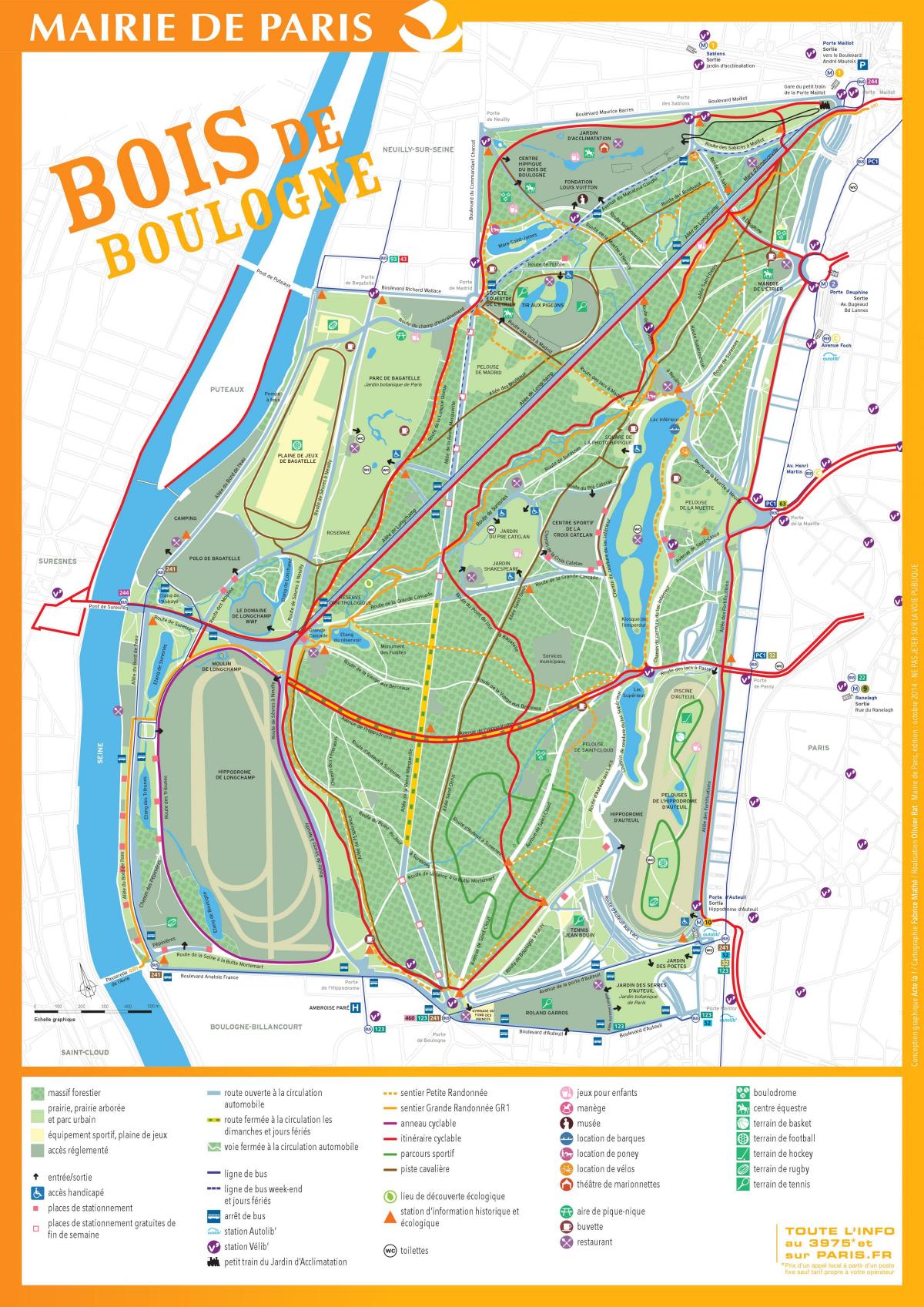 Kart over Bois de Boulogne