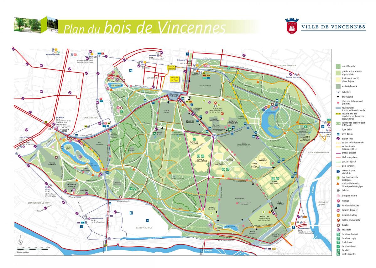 Kart av Bois de Vincennes