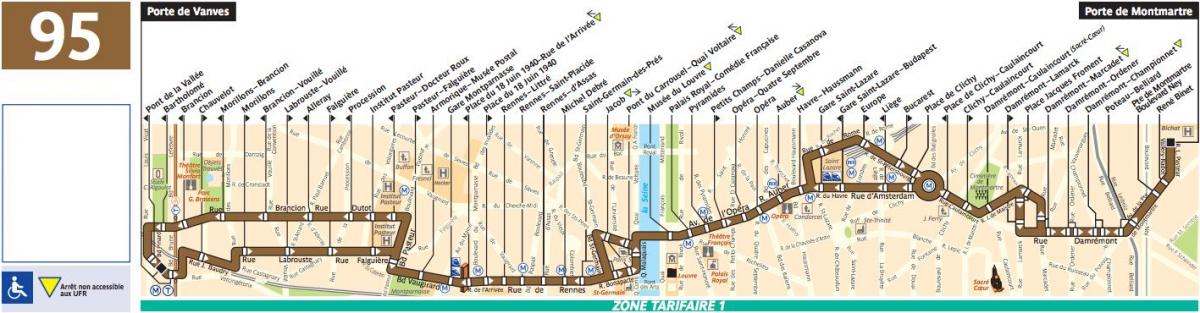 Kart av buss Paris linje 95