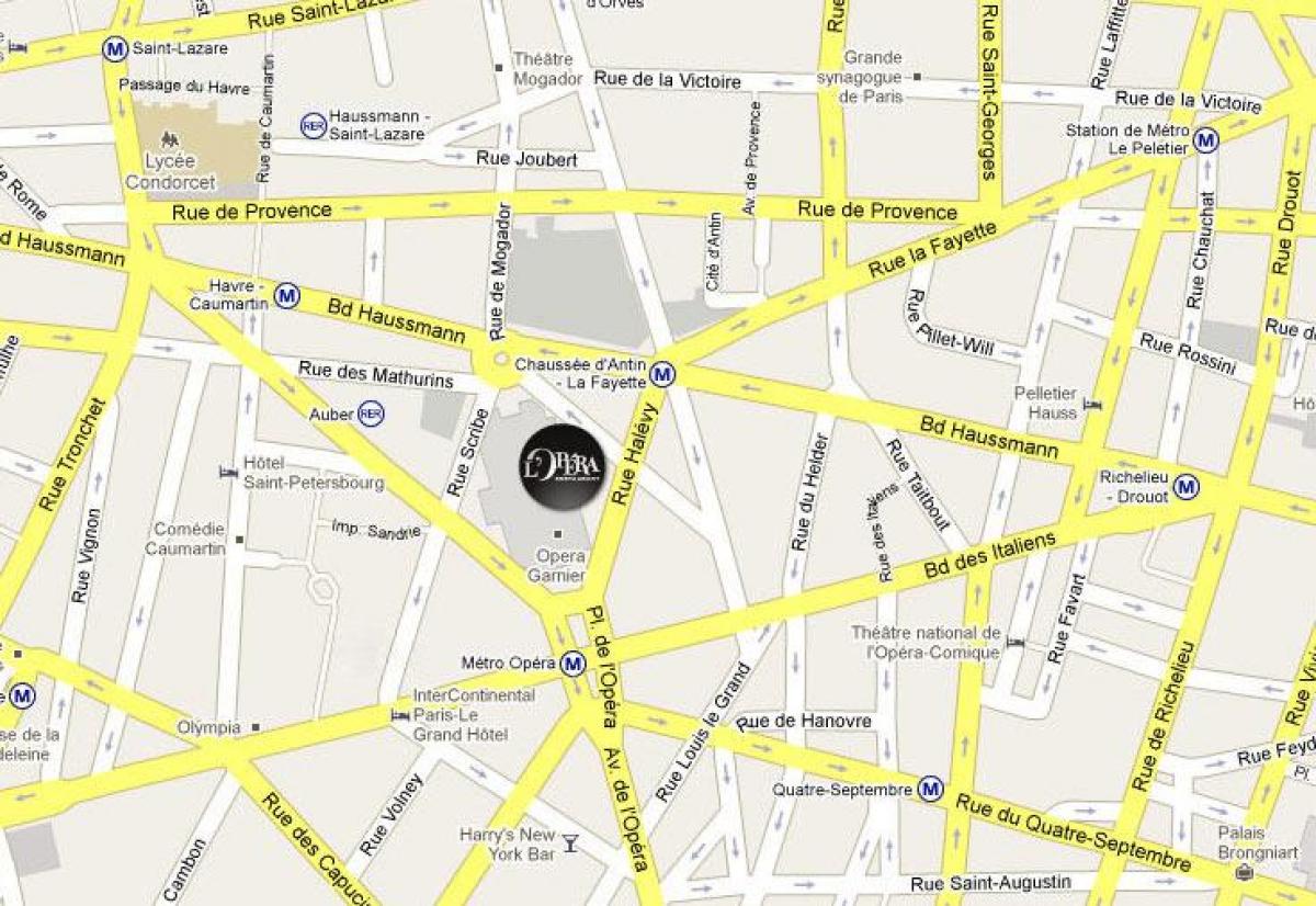 Kart over Bydelen Opéra