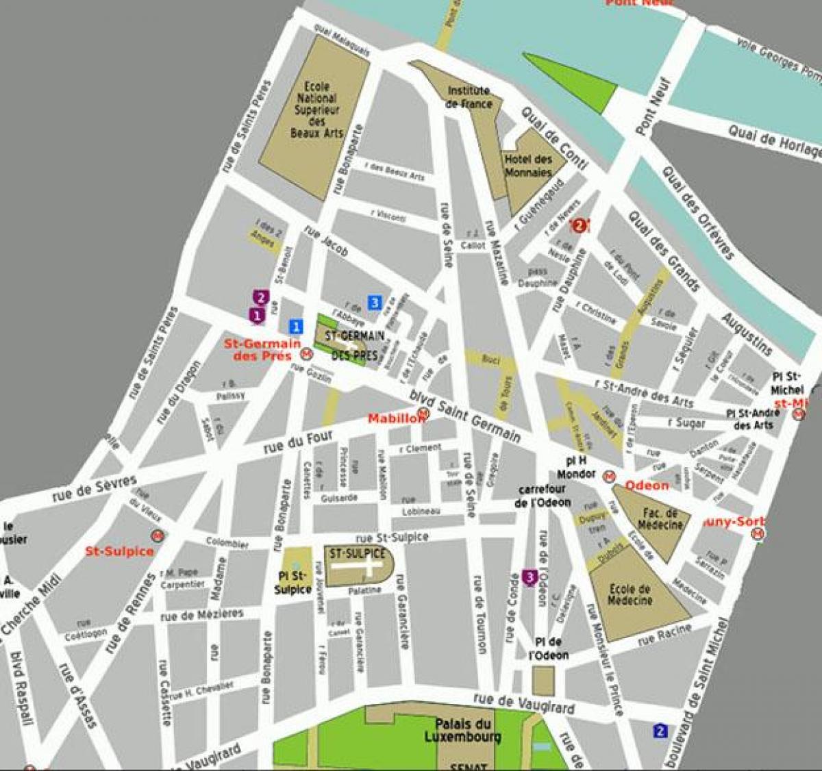 Kart av Bydelen Saint-Germain-des-Pres