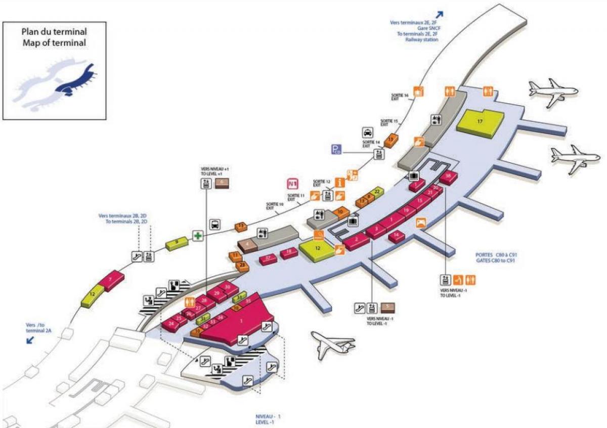 Kart over CDG airport terminal 2C