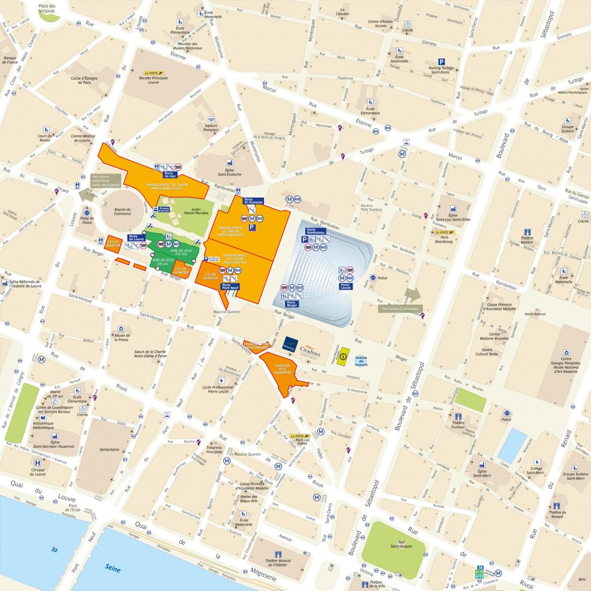 Kart over Distriktet Les Halles
