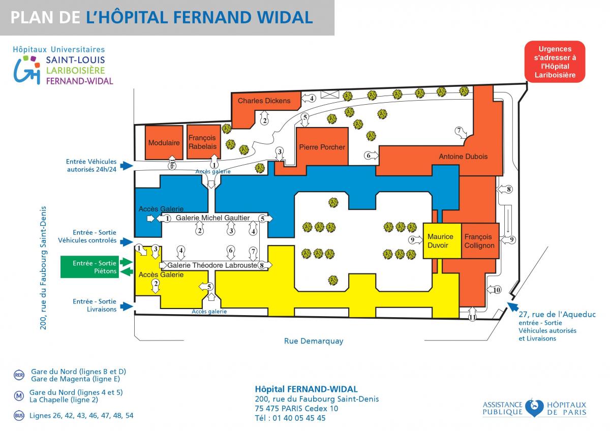 Kart av Fernand-Widal sykehus