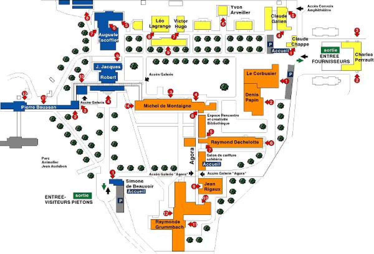 Kart over Georges-Clemenceau sykehus