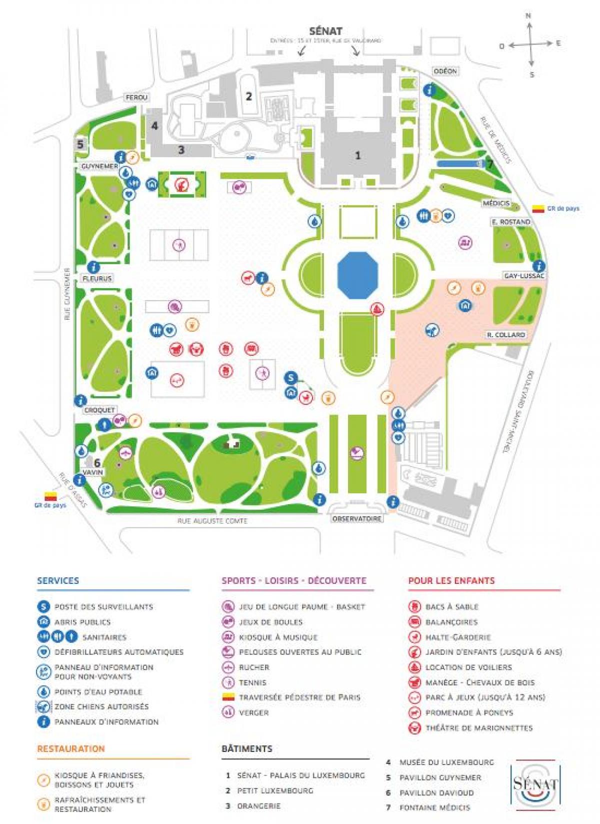 Kart av Jardin du Luxembourg