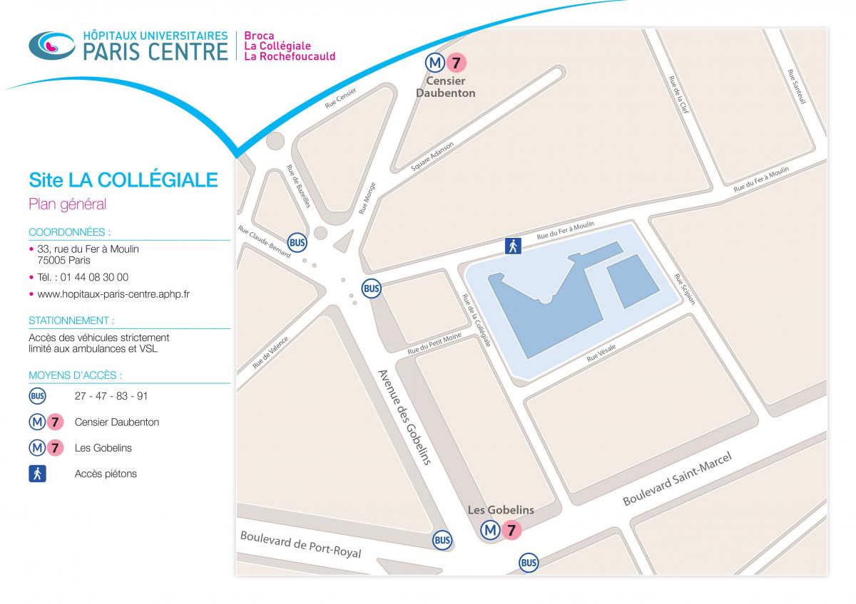 Kartet av La Collégiale sykehus