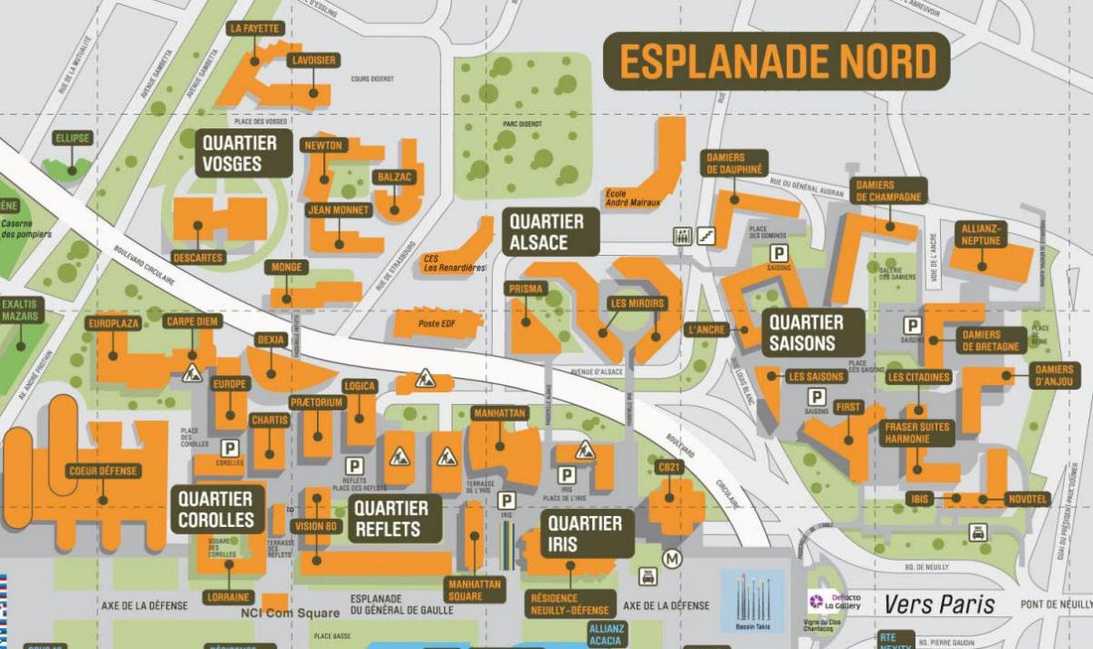 Kart over La Défense Nord Esplanade