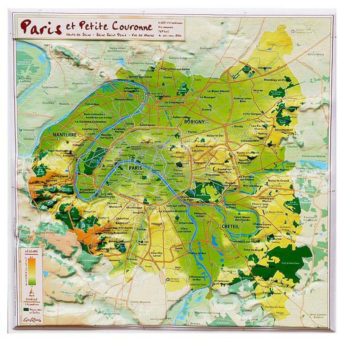 Kart av lettelse i Paris