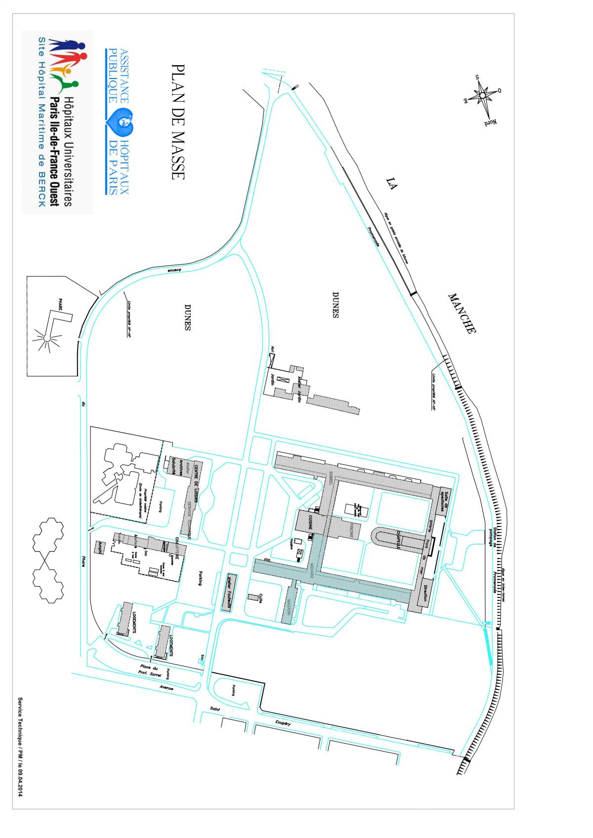 Kart over Maritim de Berck sykehus