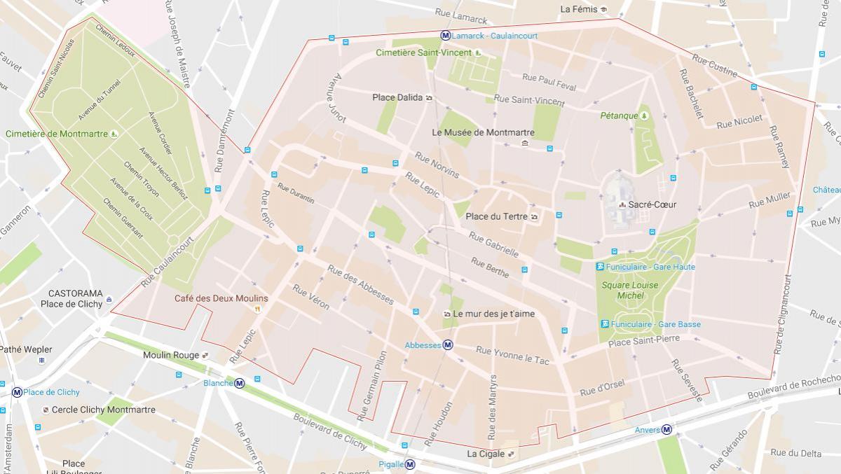 Kart over Montmartre