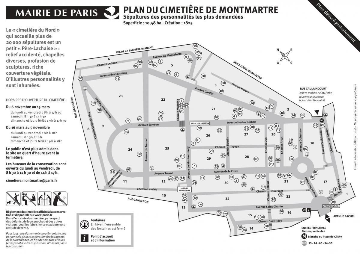 Kart av Montmartre Kirkegård