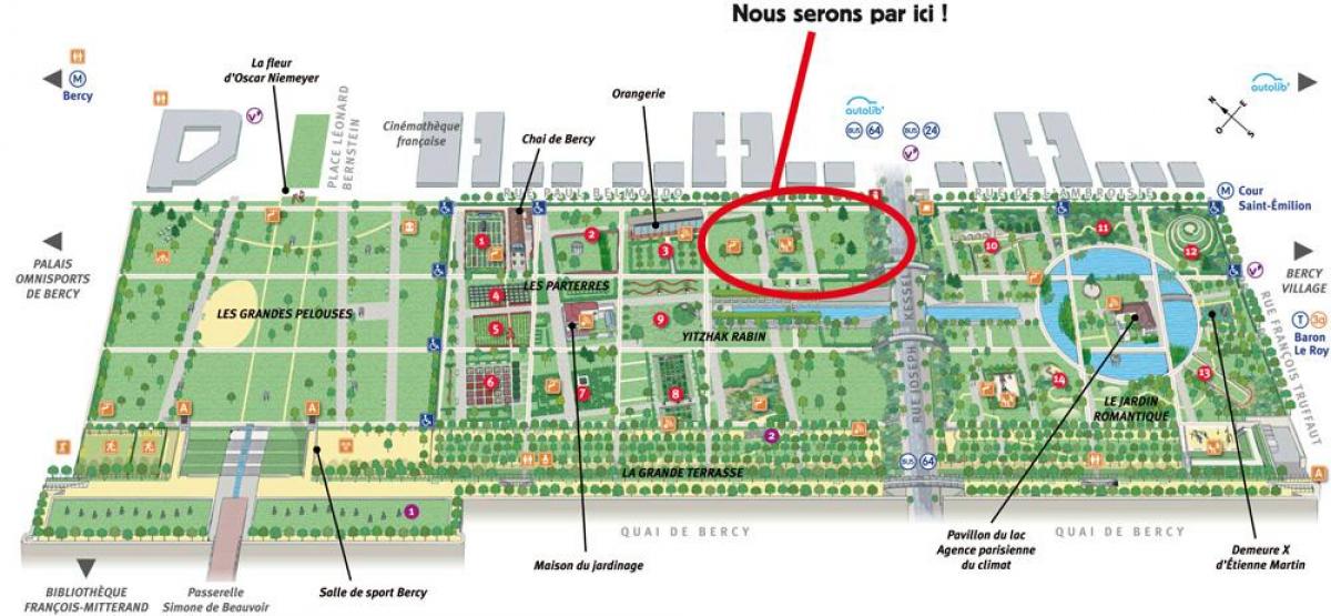 Kart over Parc de Bercy