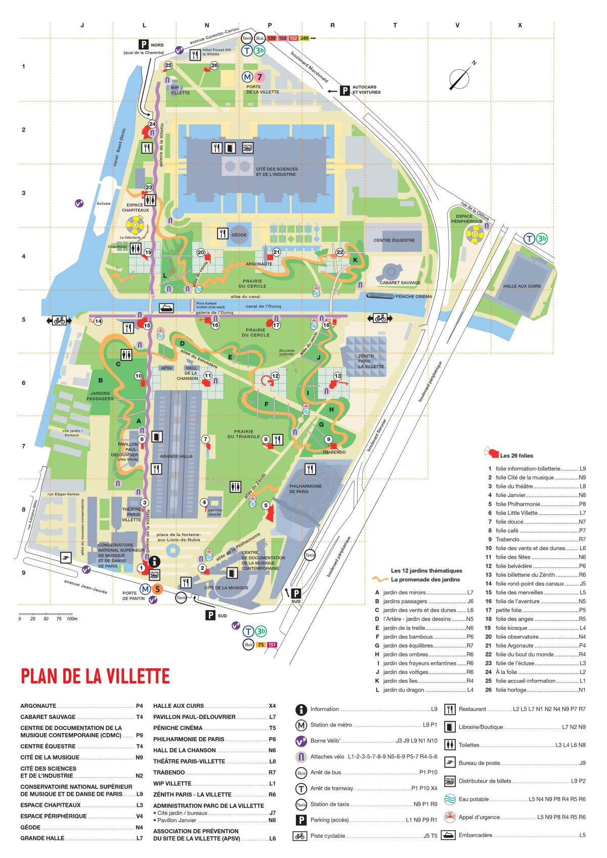 Kart over Parc de la Villette