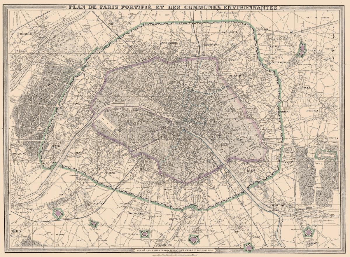 Kart over Paris 1850