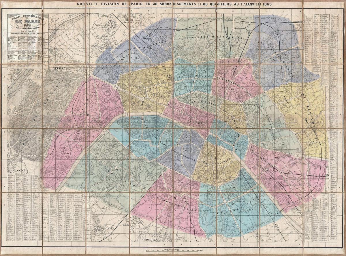 Kart av Paris, 1860