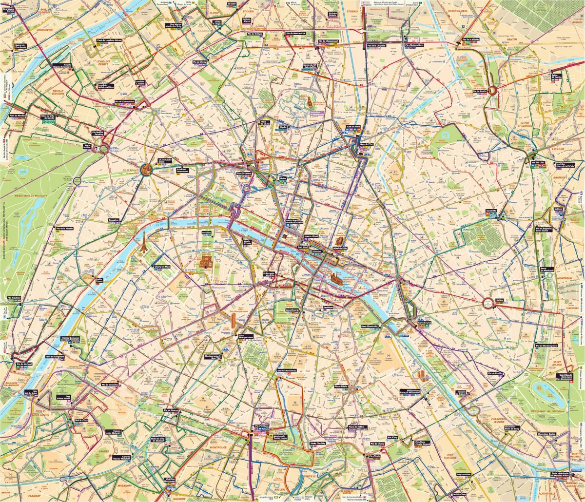 Kart over Paris buss