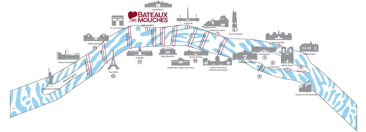 Kart over Paris båter fly