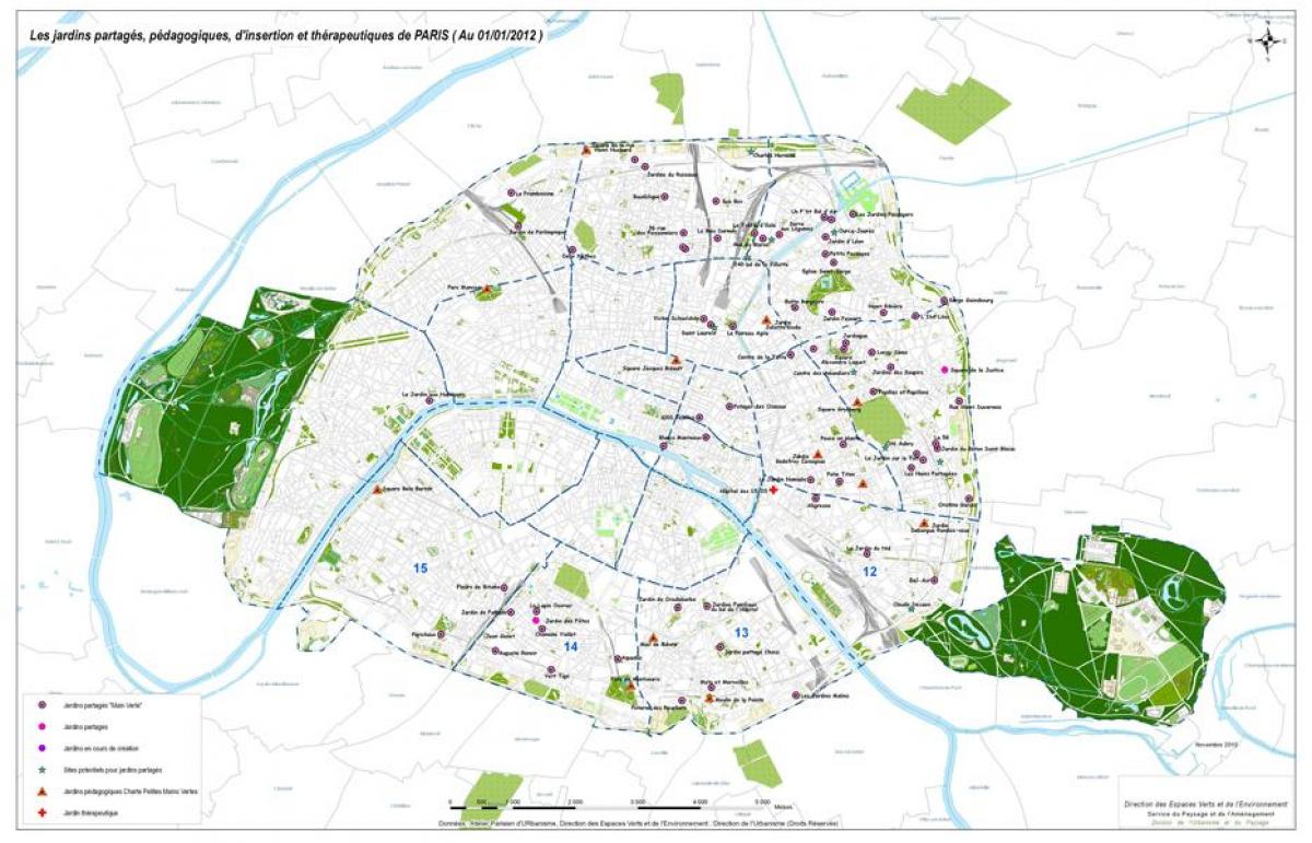 Kart over paris gardens