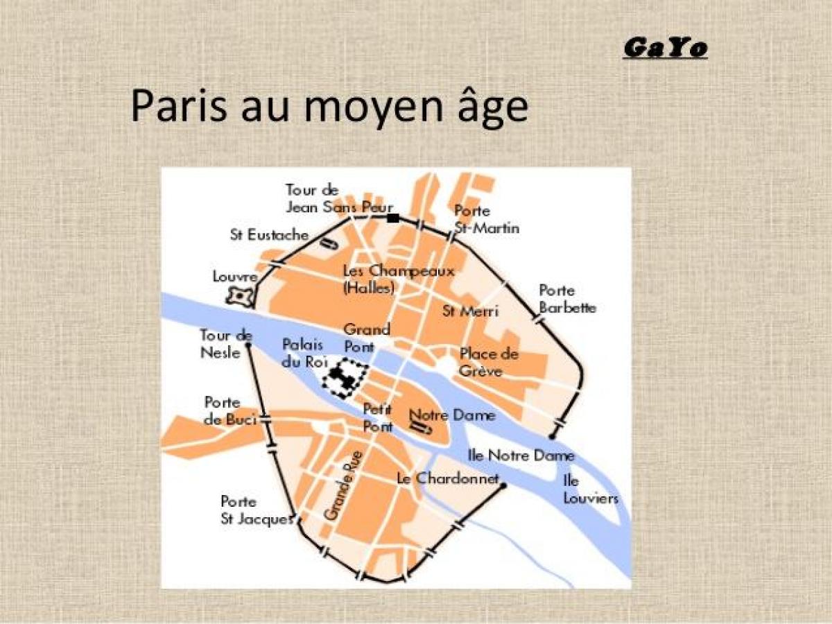 Kart av Paris i Middelalderen
