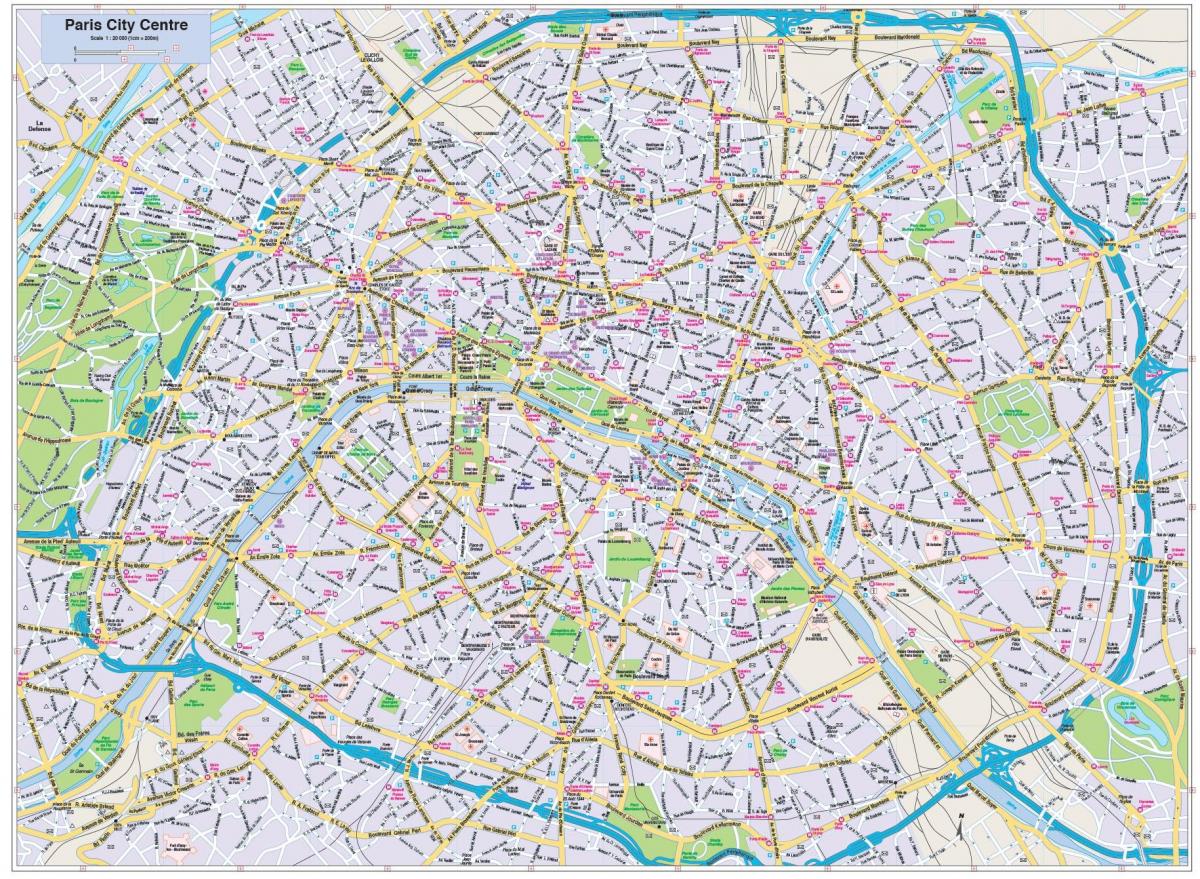 Kart over Paris sentrum