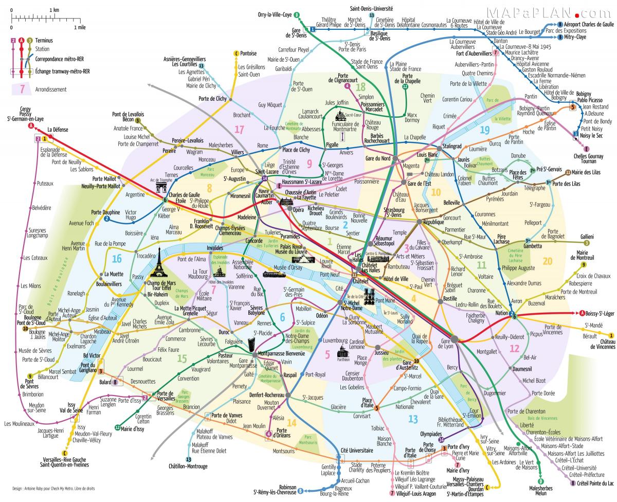 Kart over Paris subway