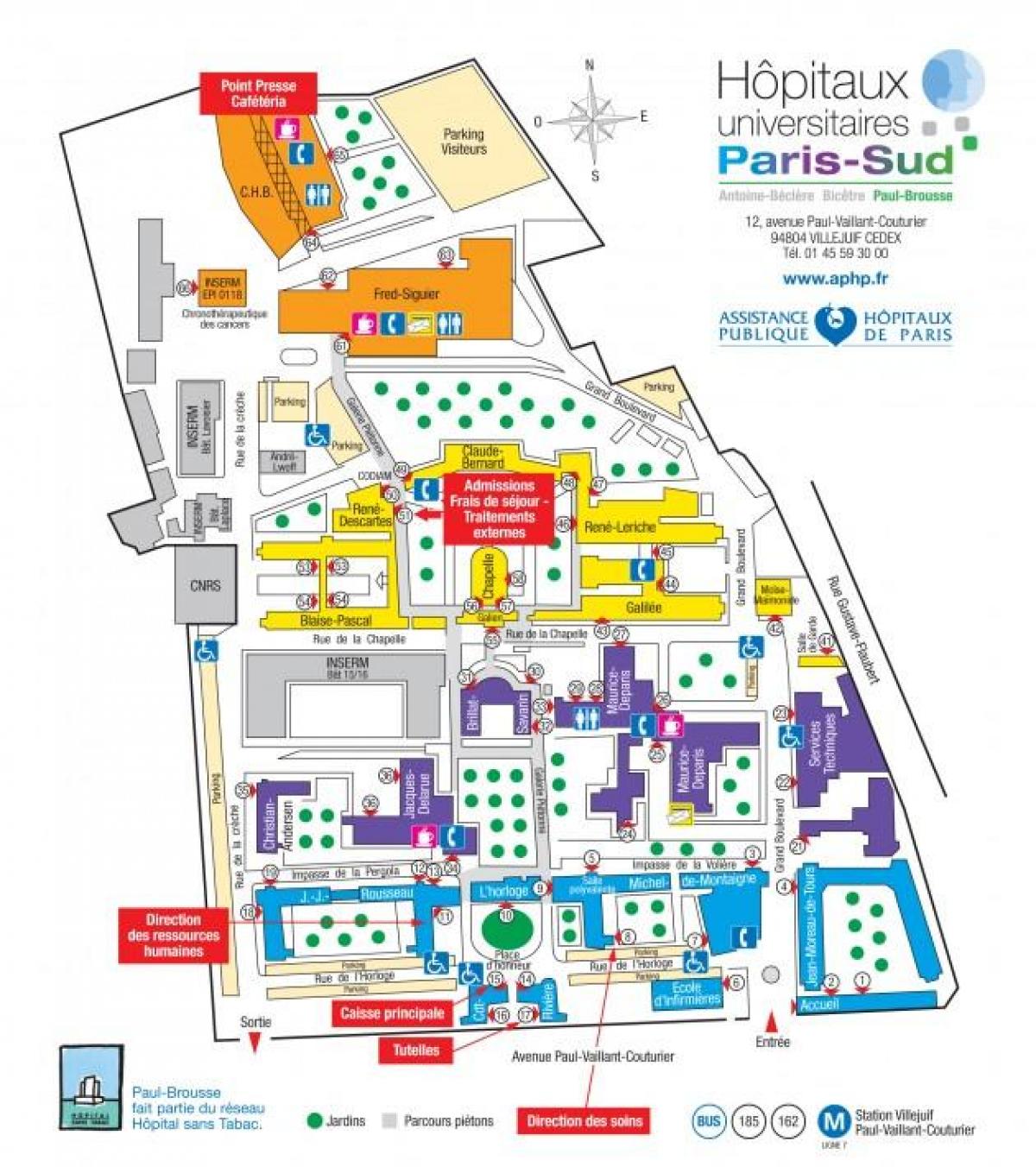 Kart av Paul-Brousse sykehus