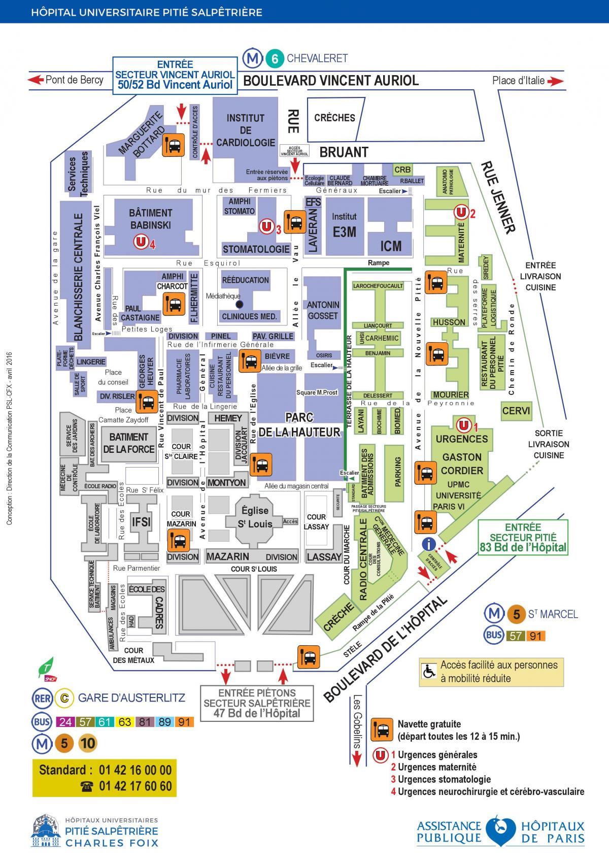 Kart av Pitie Salpêtrière hospital