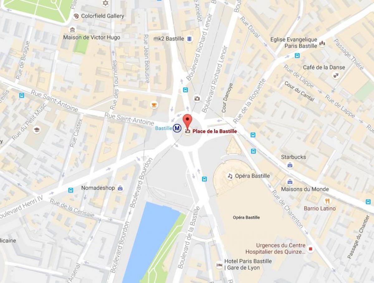 Kart av Place de la Bastille
