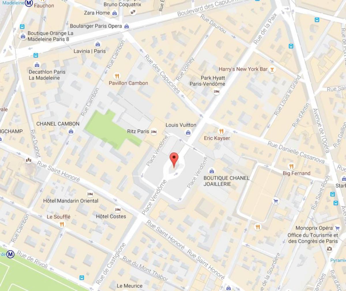 Kart av Place Vendôme