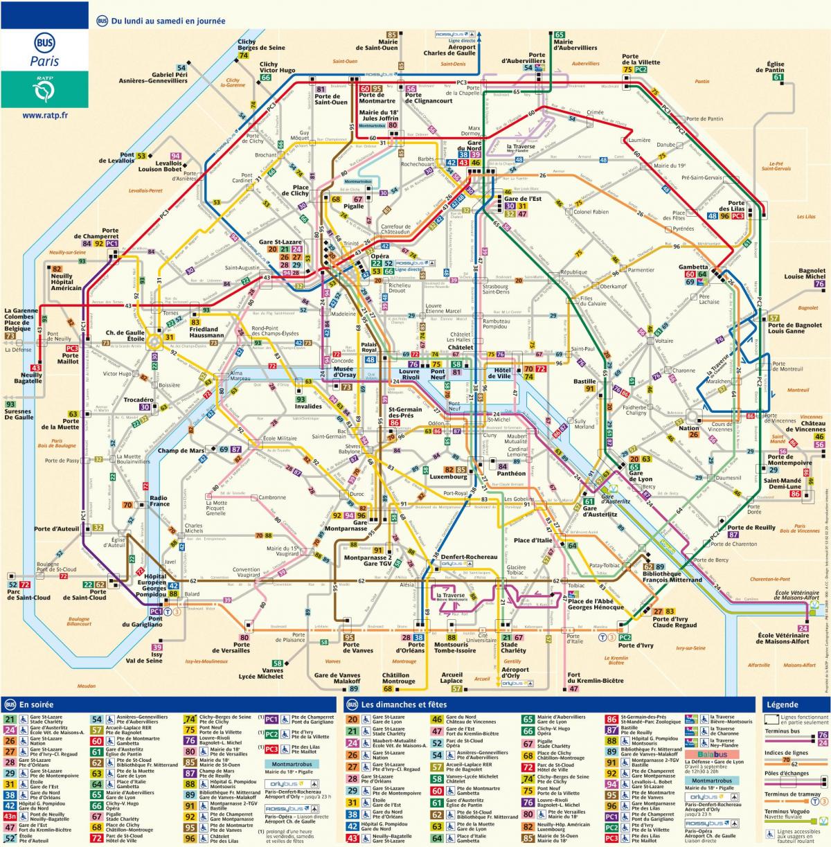 Kart over RATP-bussen