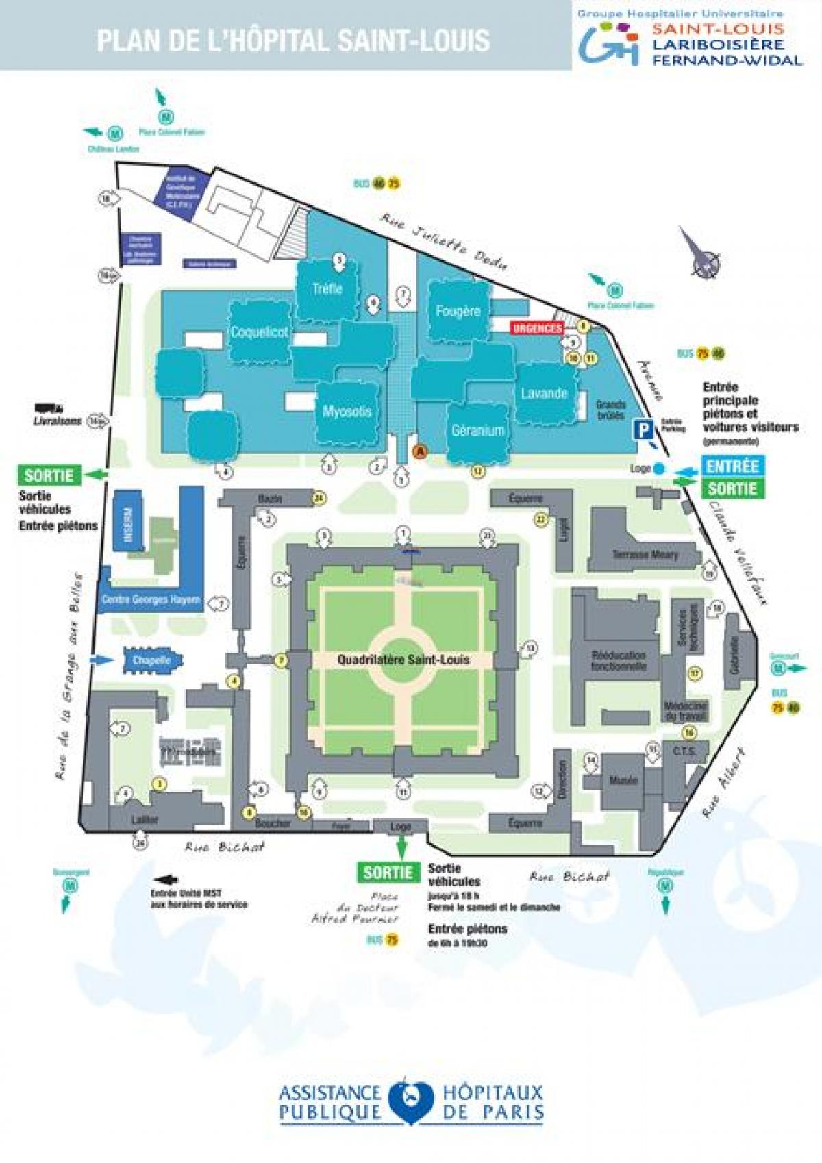 Kart over Saint-Louis sykehus