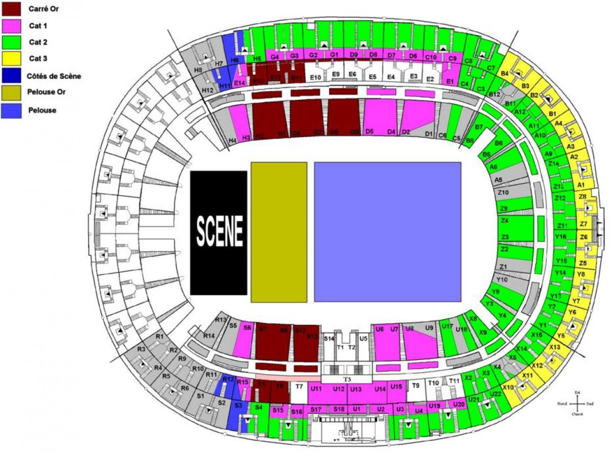 Kart av Stade de France-Konsert
