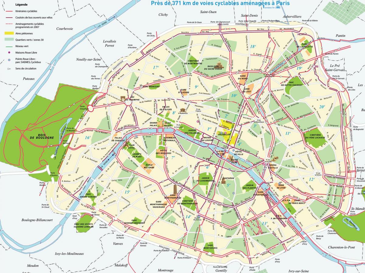 Kart over sykkelveier