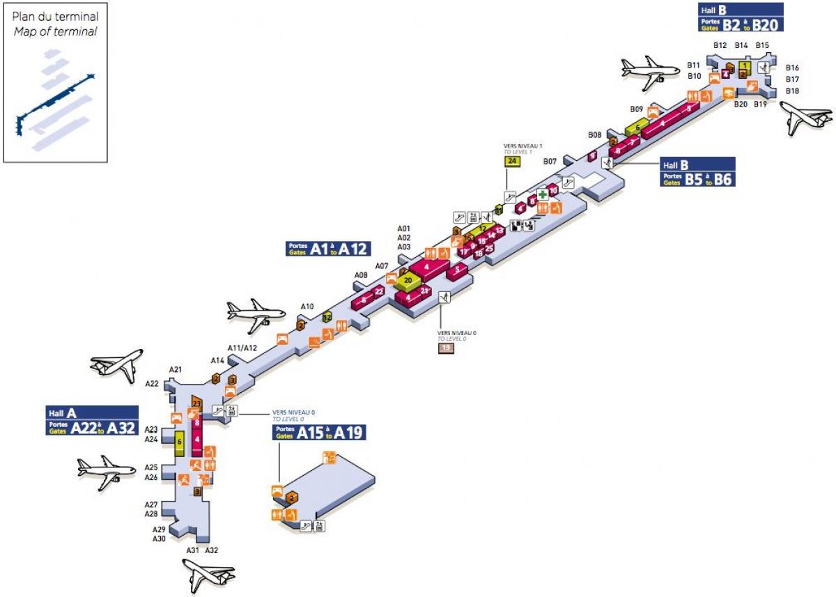 Kart over Sør-Orly airport