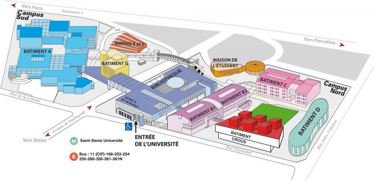 Kart av Universitetet i Paris ' 8.